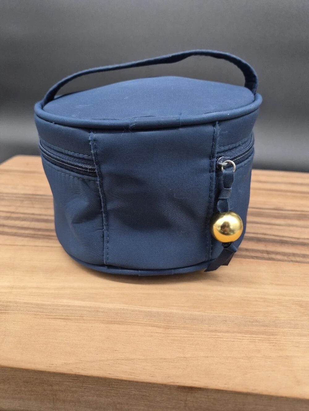 Karl Lagerfeld Navy Blue Travel Cosmetics or Toiletry Case w/Handle, 6x4, NWOT